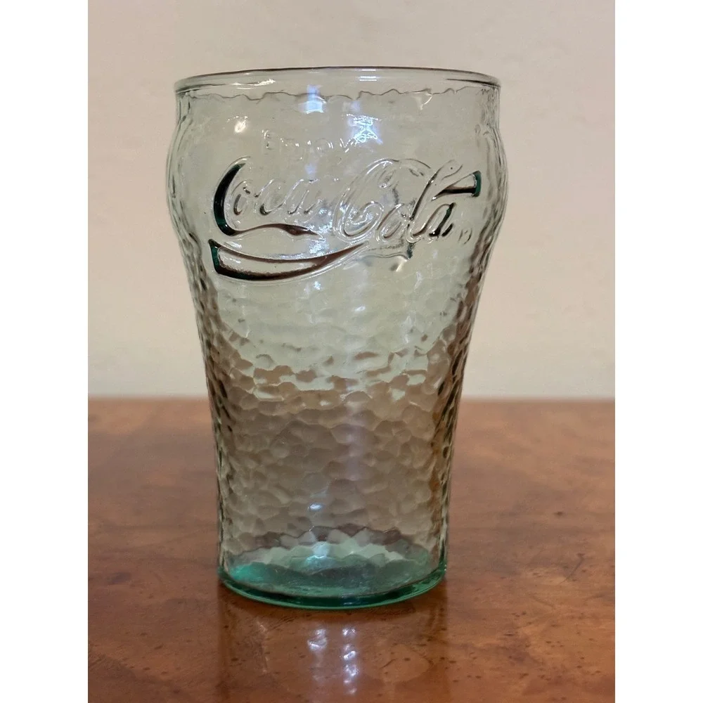 Vintage Coca Cola Mini Glass 4 Inch Georgia Green Pebbled Texture Coke Juice Cup
